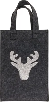 Produktbild von Graue Geschenktasche aus Filz mit Glitzermotiv Geschenktüte