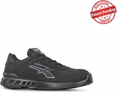 A black U-Power RedLeve THOMAS ESD S3 CI SRC safety shoe is shown against a white background. A red circular overlay with the text "Patent Pending Intellectual Property" is in the top right corner.
