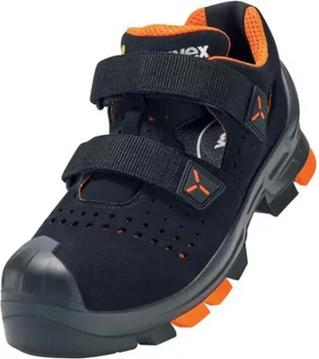 Produktbild von Uvex 2 Sicherheitsschuh S1 PL Sandale, 10/52, Unisex, Erwachsener, Sicherheitssandalen, Schwarz, Orange, EN, ESD, P, S1, SRC, Klettverschluss