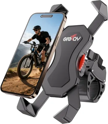 Image de Support pour smartphone de vélo, compatible avec les téléphones de 3,5 à 6,8 pouces, rotatif à 360°, pour guidons de 22 à 42 mm, universel