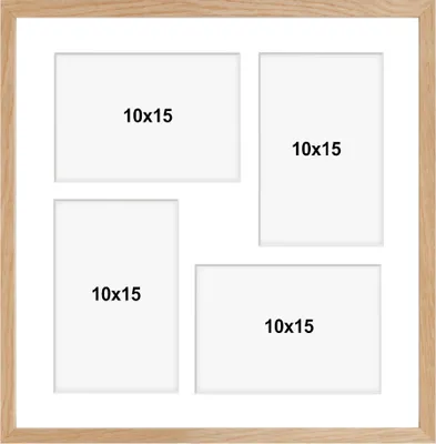 Produktbild von aFFa frames Tisar, Bilderrahmen aus Holz, Acrylglasfront, Mehrfach Bilderrahmen, Bildergalerie, Fotogalerie mit Passepartout, 4 Foto-Ausschnitten für 4 Fotos 10x15 cm Beige, 34x34 cm
