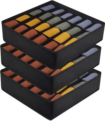 Zdjęcie produktu dla Ibenzoa® Organizer do przechowywania z 24 przegródkami – składany, wykonany z materiału filcowego z kartonem PP, idealny do przechowywania skarpet, krawatów i pasków