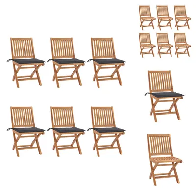 Produktbild von vidaXL Klappbare Gartenstühle mit Kissen 6 Stk. Massivholz Teak -  Gartenstühle