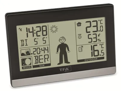 Immagine prodotto di Stazione radio meteo Weather Boy H97xW145xD39mm nero/argento Ku.f.in.u.auß.