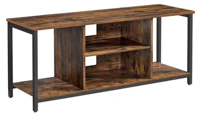 Immagine prodotto di Mobile TV vintage, color marrone e nero – 120 cm – realizzato in pannello di particelle di legno e acciaio – capacità massima: 40 kg