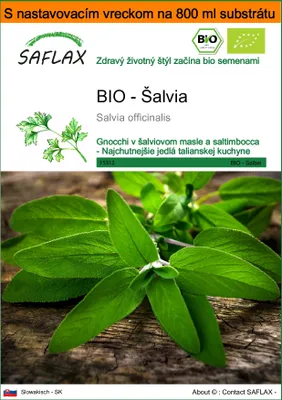 Obrázok produktu pre SAFLAX Garden in the bag - BIO - Šalvia - Salvia officinalis - 60 Semená - S pestovateľským substrátom v praktickom samostaviteľnom vrecku