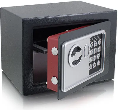 Produktbild von Bituxx Mini Tresor Zahlenschloss elektronisch Minisafe Wandtresor Wandsafe Grau Tresor Maße(B/H/T): 230mm x 170mm x 170mm Türstärke: 3 mm MS-11387