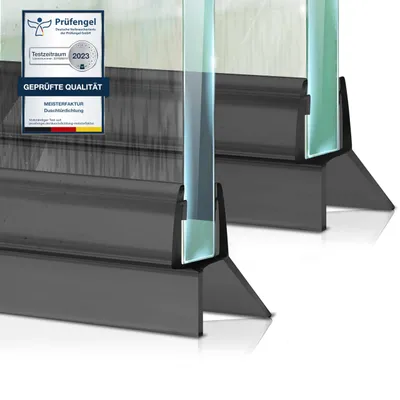Produktbild von Duschdichtung 2x - Verlängerter Wasserabweiser - Ideale Dichtung für 6,7,8mm Glastüren in Duschen 6-8mm (Schwarz)