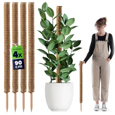 Obrázek produktu pro 4 kusy opěrných tyčí – kokosové tyče, výška 90 cm, průměr 45 mm – podpěra pro popínavé rostliny, jako je monstera a pokojové rostliny – sada