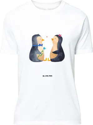 Produktbild von Mr. & Mrs. Panda T-Shirt Pinguin Pärchen - Weiß - Geschenk, Shirt Große Größen, Hochzeitsgeschenk, Verknallt, Liebe, Hochzeit, Lustiges, Tshirt