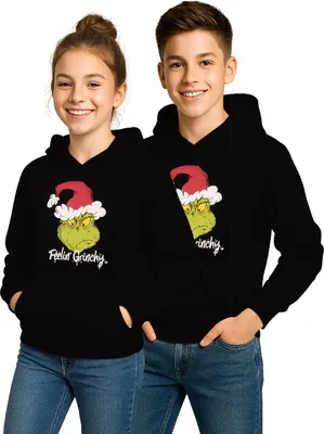 Produktbild von The Grinch Hoodie für Jungen und Mädchen - Kinder Kapuzenpullover Pullover mit Kapuze Sweatshirt Schwarz 134-140