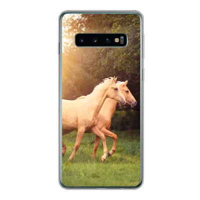 Produktbild von MuchoWow® Handyhülle Schutzhülle Hülle für Samsung Galaxy S10 Pferde - Wald - Sonne Silikon Softcase Handy Hülle - Handytasche