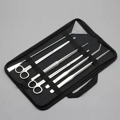 Produktbild von 6-teiliges Aquarium Werkzeugset Edelstahl Wasserpflanzen Pinzette Schere Spatel Aquascaping Set für Wasserpflanzen