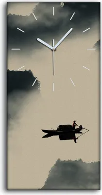 Produktbild von Wanduhr Bürouhr Leinwand Bild Quarz 30x60 Chinesische Tusche Landschafts Malerei - weiße Hände