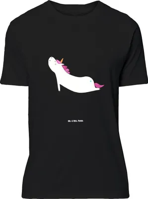 Produktbild von Mr. & Mrs. Panda Größe L T-Shirt Einhorn Yoga - Schwarz - Geschenk, Unicorn, Achtsamkeit, Shirt, Einhörner, Tshirt, mit Spruch, Sport