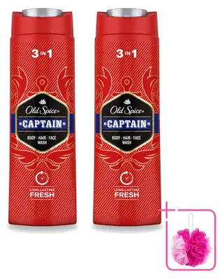 Produktbild von 2 x Old Spice Captain 3-in-1 Duschgel für Körper, Gesicht und Haar - 400 ml - Sparpackung - 2 Stücke