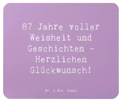 Produktbild von Mr. & Mrs. Panda Mousepad Spruch 87. Geburtstag Weisheit - Lavendeltraum - Geschenk, wie feiern mit 87, Glückwunsch, Mouse Pad, besondere Geschenke Jahre, Jubiläum, Liebe