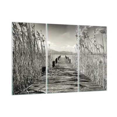 Produktbild von Bilder auf glas - 3 Teile - Brücke Pier Sepia - 165x110cm - Glasbilder - Wandbilder - Bilder - zum Aufhängen bereit - Wanddekoration aus Glas - Glas Bilder - Wandbild auf Glas - GCE165x110-4928