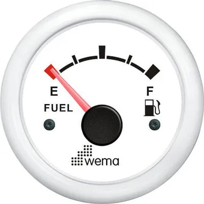 Image de Indicateur analogique blanc de niveau de carburant 0-190 Ohm Wema 110324