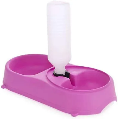 Imagen del producto de Comedero y bebedero doble con dispensador de agua, de 2 x 1,5 litros, para perros