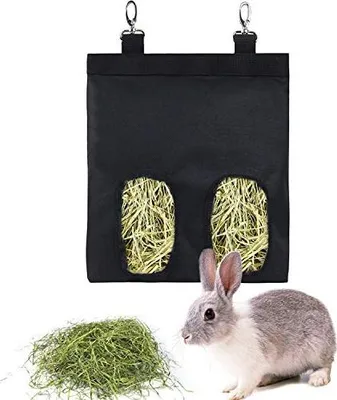 Produktbild von Heu-Futterbeutel für Meerschweinchen, Kaninchen, Hamster, Chinchillas - Aufhängung Futterlager 600D Oxford Stoff Schwarz