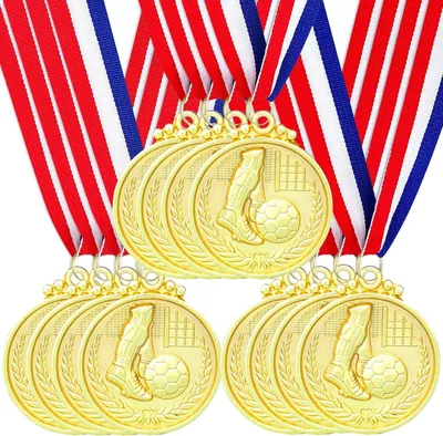 Imagen del producto de Conjunto de medallas de fútbol, 12 unidades, en oro, plata y bronce, para competiciones
