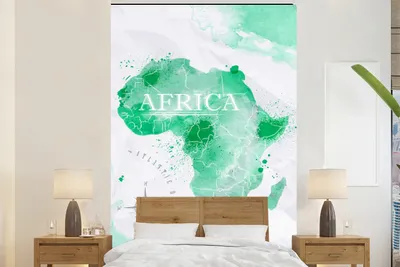 Produktbild von MuchoWow® Fototapete für Wohnzimmer oder Schlafzimmer Wandtapete Vinyl Motivtapete Afrika - Weltkarte - Aquarell - 160x240 cm - Vinyltapete