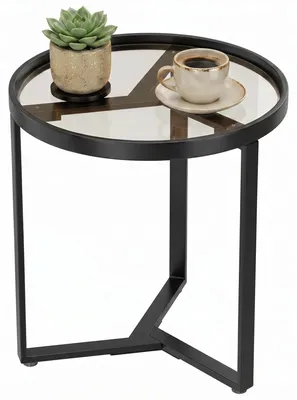 Produktbild von HOMCOM Beistelltisch, Glasplatte, Metallgestell, rund, Schwarz.