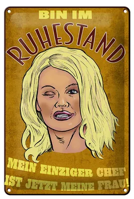 Produktbild von Blechschild Pinup 20x30cm bin Ruhestand Chef ist meine Frau