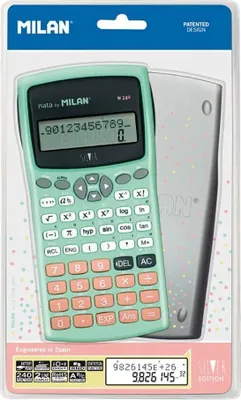 Produktbild von Milan M240, Tasche, Wissenschaftlicher Taschenrechner, 12 Ziffern, 2 Zeilen, Akku, Schwarz, Silber, Türkis