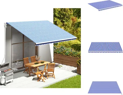 Immagine prodotto di vidaXL Telo da sole blu e bianco 4,5x3,5 m - Tende da sole