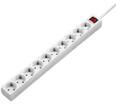 Produktbild von Hama 10 Steckdosen Mit Schalter Mehrfachsteckdose 3 M Silber One Size / EU Plug 220V Silber One Size
