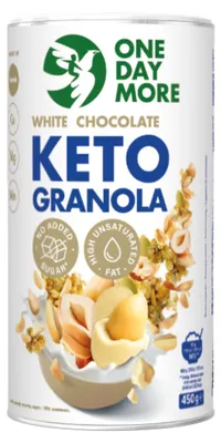 Produktbild von OneDayMore Keto-Granola mit weißer Schokolade, ohne Zuckerzusatz, 450 g