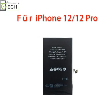 Produktbild von Ersatz Akku für iPhone 12 / 12 Pro 2815mAh ohne Fehlermeldung ohne Löten Batterie