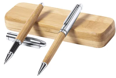 Produktbild von Schreibset mit Kugelschreiber und Rollerball aus Bambus