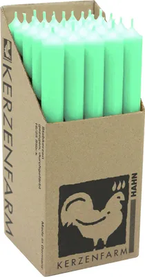 Produktbild von Stabkerzen aus Paraffin, 250/22 mm, Mint, KERZENFARM HAHN, Brenndauer ca. 12h, 25 Stück pro Verpackung