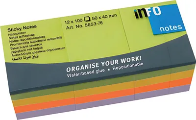 Produktbild von Haftnotiz Spring-Mix 12er 50x40 mm, je 100 Blatt