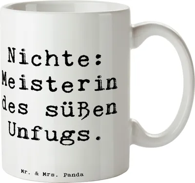 Produktbild von Mr. & Mrs. Panda Kaffeetasse Spruch Nichte Meisterin - Weiß - Geschenk, Spaß, Familie, Kaffeebecher, einzigartige Designs, bedruckt, Becher, Liebe, Handarbeit, Tasse