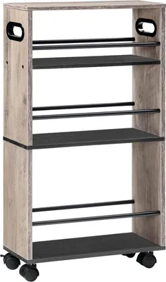 Produktbild von Schmaler Servierwagen mit 3 Ebenen und Rädern, Greige, 45 x 15 x 80 cm
