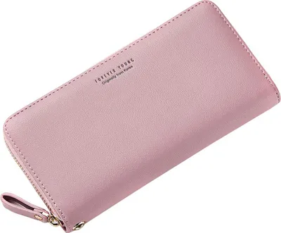 Produktbild von Geldbörse Leder Damen Portemonnaie Groß Geldbeutel Frauen mit Reißverschluss Goldbörsen Damen Lang (Rosa)