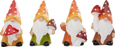 Productafbeelding van Mini kabouter snor polyresin figuren 6 cm - Set van 4