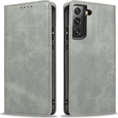 Produktbild von Handyhülle für Samsung Galaxy S21 FE Kunstleder Flip Cover Hülle Handytasche Case Kartenfach Farbe: Grau
