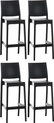 Produktbild von CLP 4er Set Barhocker Maya Kunststoff | Farbe schwarz