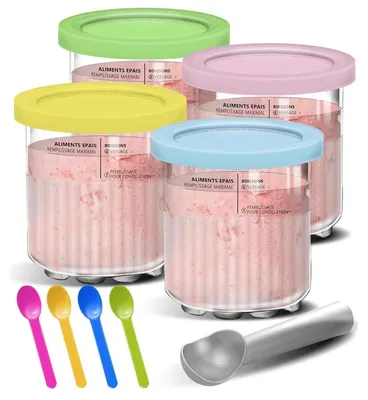 Obrázek produktu pro Náhradní nádoby a víčka pro Ninja Creami Deluxe, balení po 4 kusech, kompatibilní s výrobníky zmrzliny Ninja Creami 11-in-1 řady NC501 a NC500 Deluxe, nádoby Deluxe o objemu 24 oz