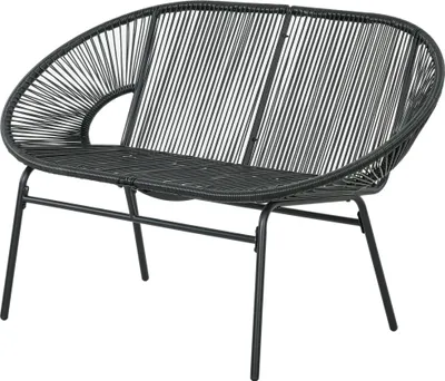 Produktbild von Rattansessel Relaxsessel im Boho-Stil, 132 cm x 72 cm x 83 cm, Schwarz