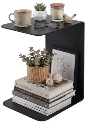 Image de Table d'appoint Selby - Form en C | Couleur : noir | Dimensions : 28 x 38 x 48 cm