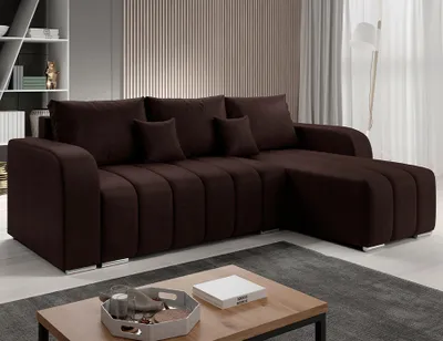 Produktbild von Easy4You Ecksofa Pufetto Braun L-Form – 245x86x147 cm - Schlafsofa mit Bettkasten und Schlaffunktion - Eckcouch mit Stauraum  – Stoff Manila 04
