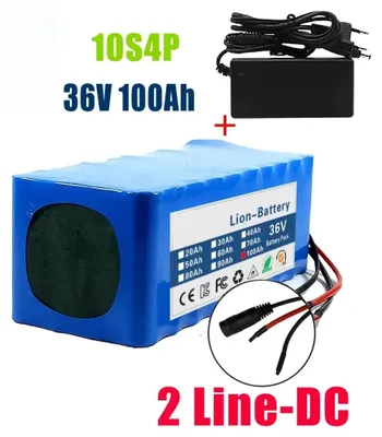Image de Batterie pour trottinette électrique 36V 100Ah - Pack batterie lithium-ion 10S4P 18650 - Pour trottinettes électriques/vélos électriques - BMS intégré - 188x66x78 mm - Connecteur DC à 2 broches