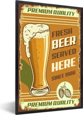 Produktbild von MuchoWow® MuchoWow® Gerahmtes Poster Mancave - Bier - Jahrgang - Premium 60x90 cm - Poster mit zchwarzem Bilderrahmen - Kunst