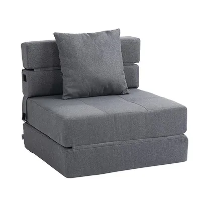 Produktbild von 2-in-1 Schlafsessel mit Bettfunktion Klappbar Schlafsofa Klappsessel Relaxsessel Gästebett bis 100 kg Belastbar Dunkelgrau